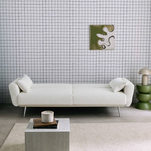 Divano letto 3 posti legno di eucalipto metallo e velluto a coste,