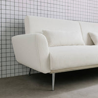 Divano letto 3 posti legno di eucalipto metallo e velluto a coste,