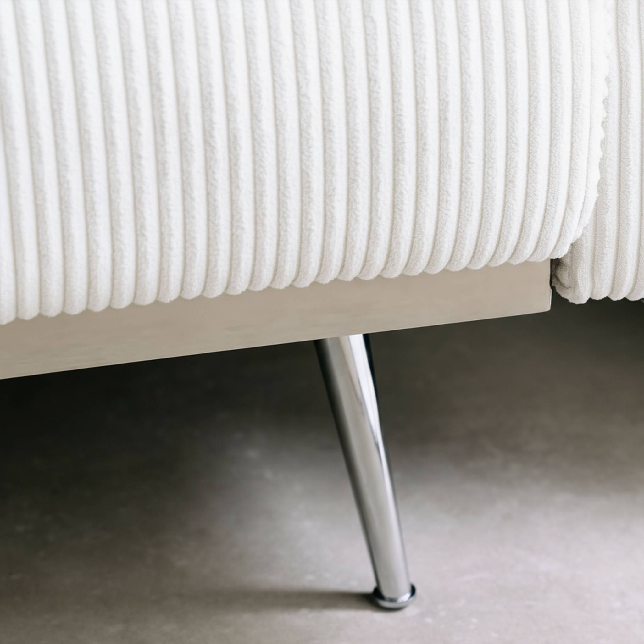 Divano letto 3 posti legno di eucalipto metallo e velluto a coste,