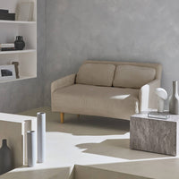 Divano letto a 2 posti in velluto a coste con gambe in legno, beige