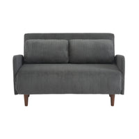 Divano letto a 2 posti in velluto a coste con gambe in legno, grigio