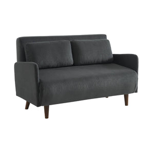 Divano letto a 2 posti in velluto a coste con gambe in legno, grigio