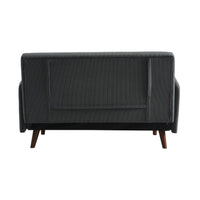 Divano letto a 2 posti in velluto a coste con gambe in legno, grigio