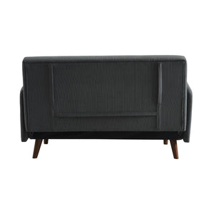 Divano letto a 2 posti in velluto a coste con gambe in legno, grigio