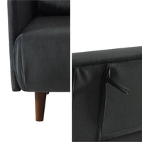 Divano letto a 2 posti in velluto a coste con gambe in legno, grigio