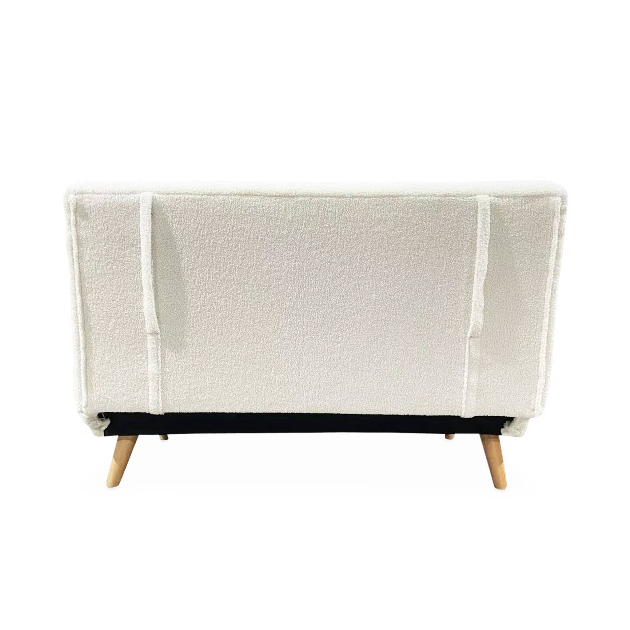 Divano letto in tessuto bouclé a 2 posti, bouclé bianco