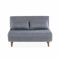 Divano letto 2 posti velluto liscio, grigio scuro
