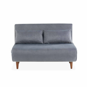 Divano letto 2 posti velluto liscio, grigio scuro