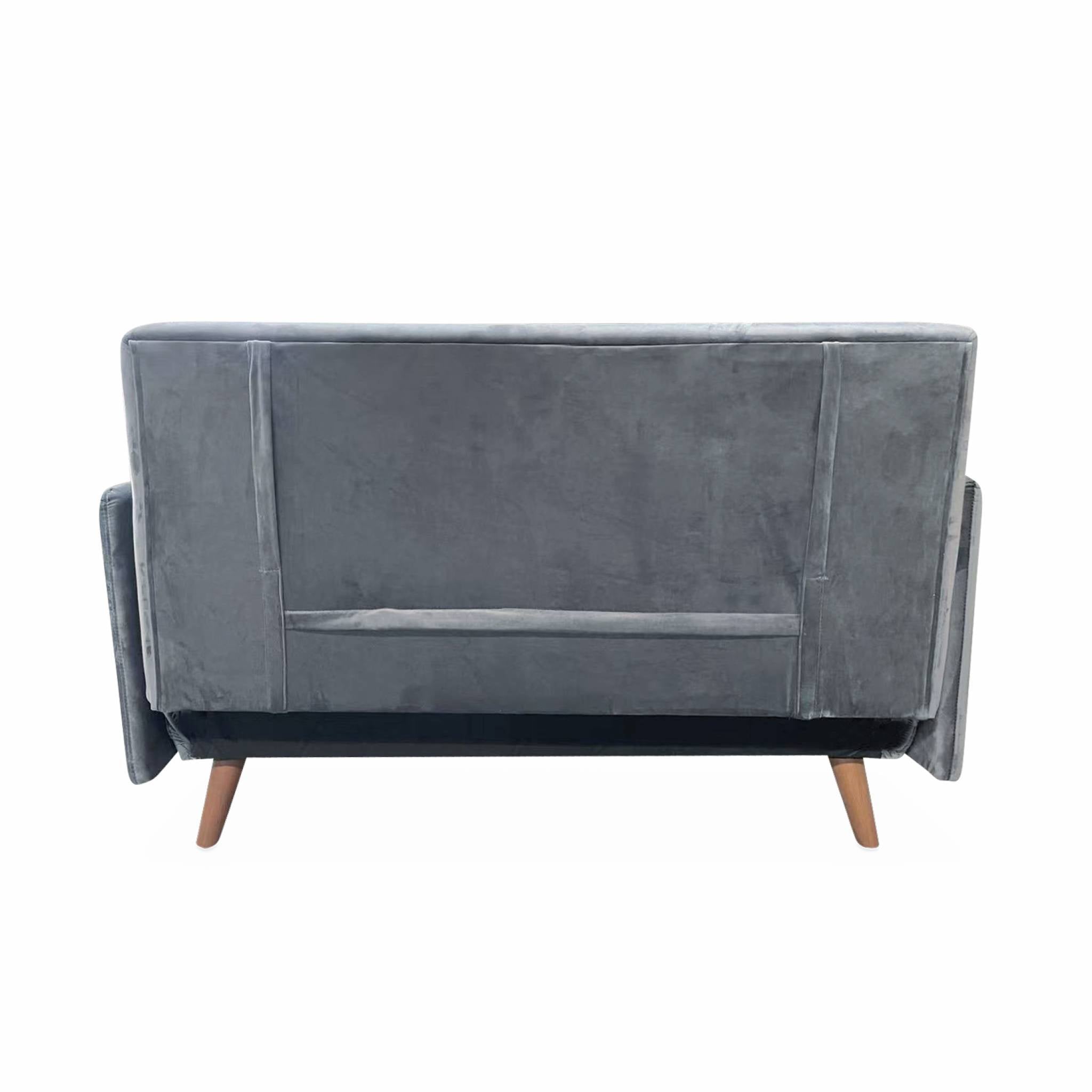 Divano letto 2 posti velluto liscio, grigio scuro