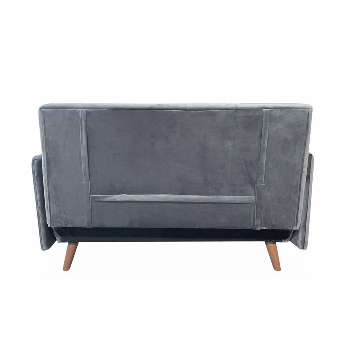 Divano letto 2 posti velluto liscio, grigio scuro