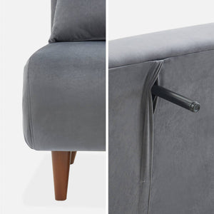 Divano letto 2 posti velluto liscio, grigio scuro