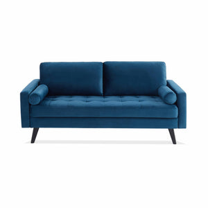 Divano a 3 posti, gambe in legno, blu navy