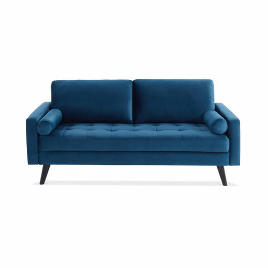 Divano a 3 posti, gambe in legno, blu navy