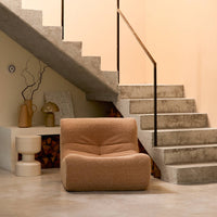 Poltrona senza braccioli tessuto effetto alpaca,1 posto, beige