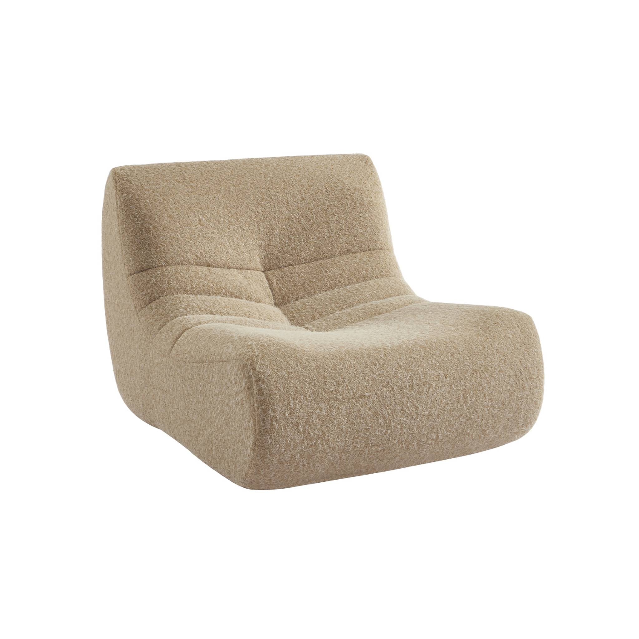 Poltrona senza braccioli tessuto effetto alpaca,1 posto, beige