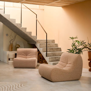 Divano modulare tessuto effetto alpaca, 2 posti, beige