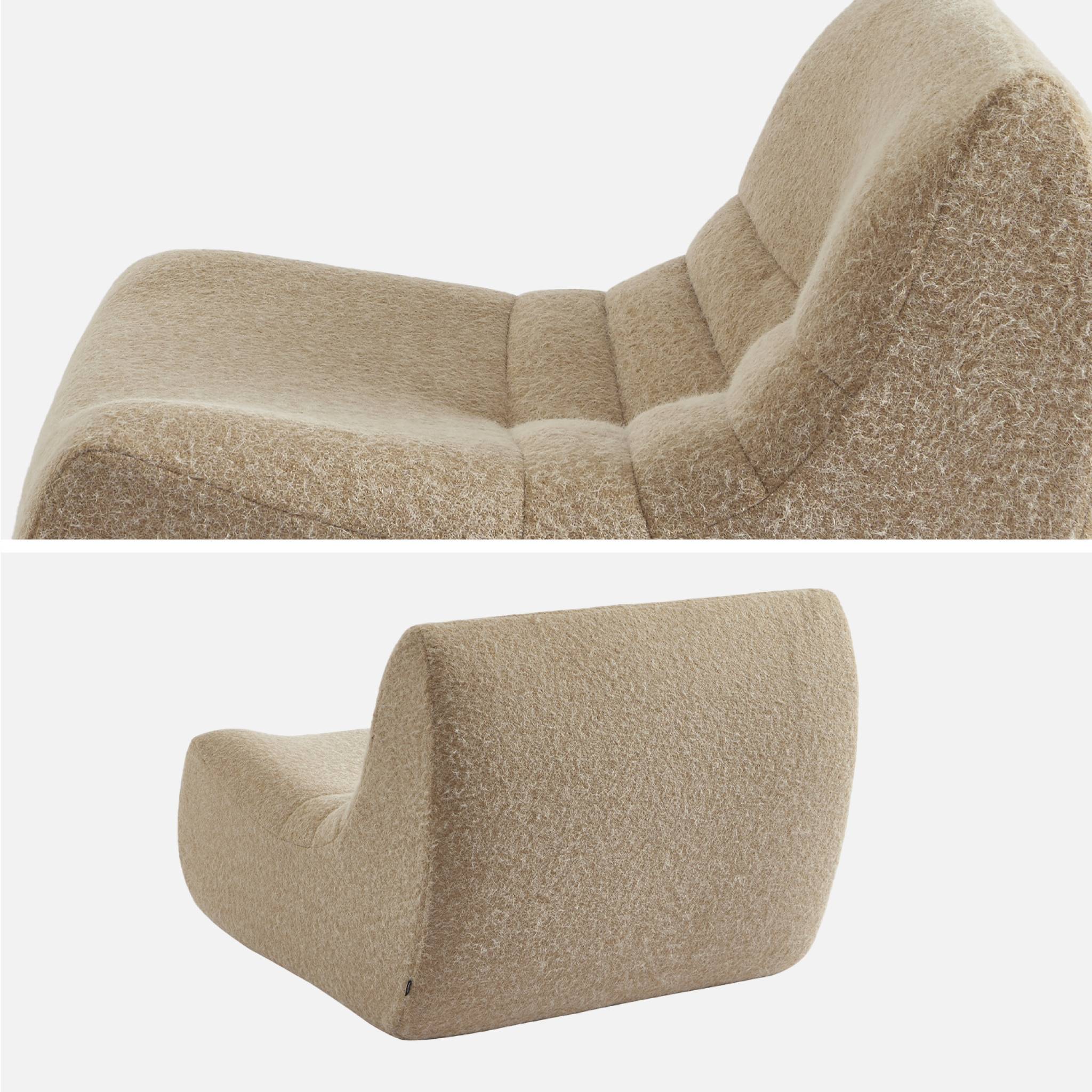 Divano modulare tessuto effetto alpaca, 2 posti, beige