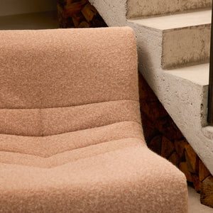 Divano modulare tessuto effetto alpaca, 2 posti, beige