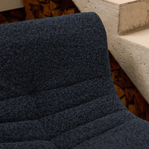 Divano modulare tessuto effetto alpaca, 3 posti, blu notte