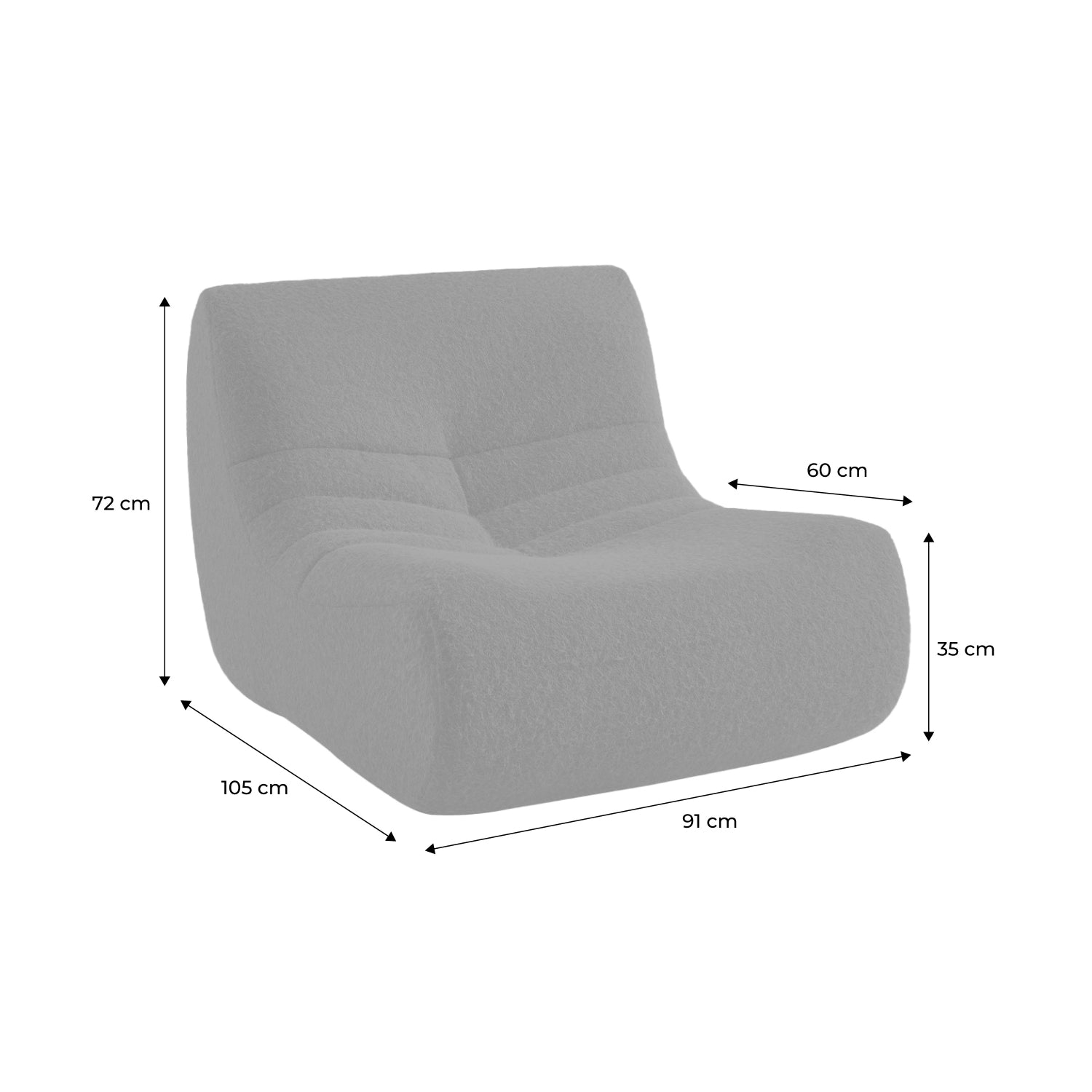 Divano modulare tessuto effetto alpaca, 3 posti, blu notte