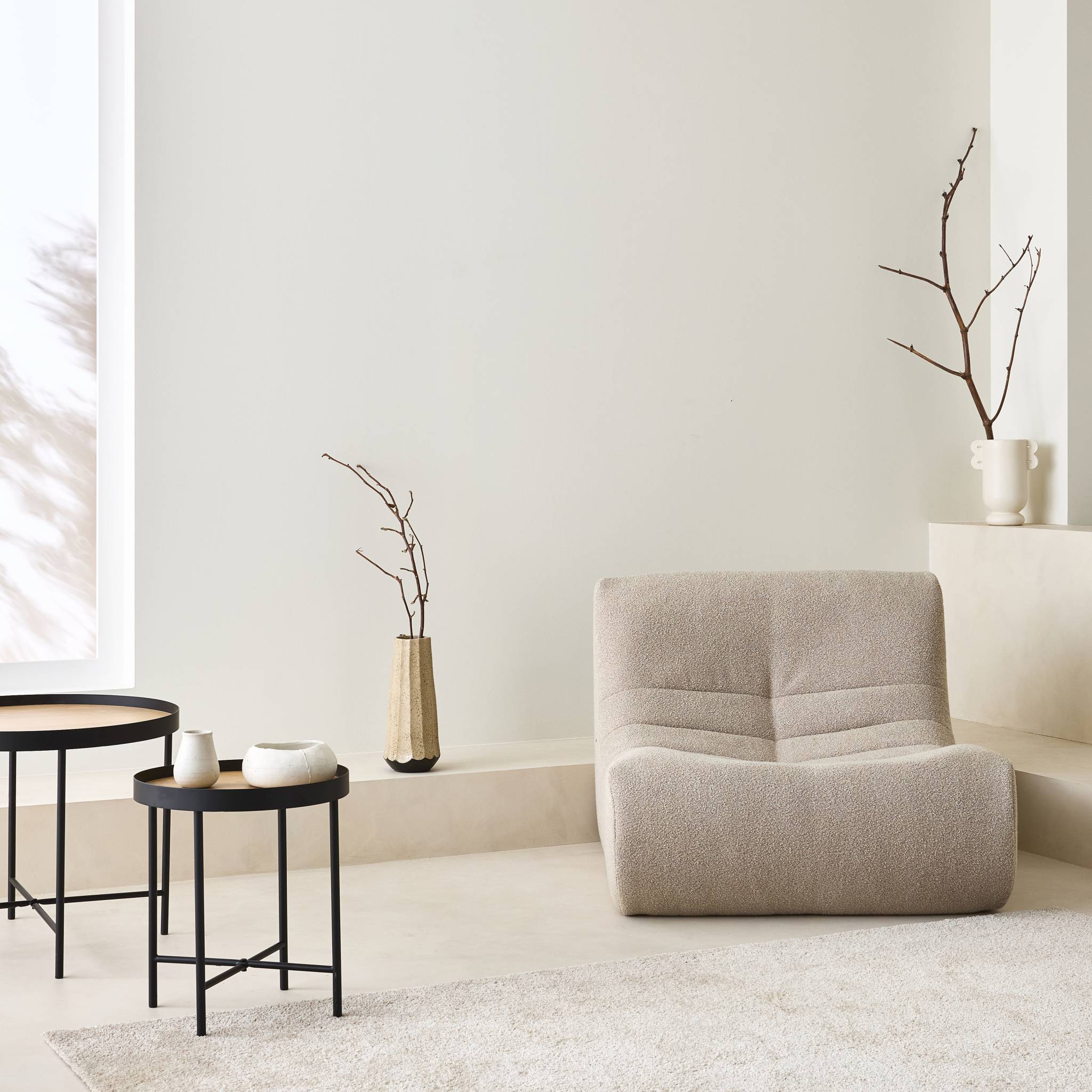 Poltrona senza braccioli bouclé,1 posto, beige