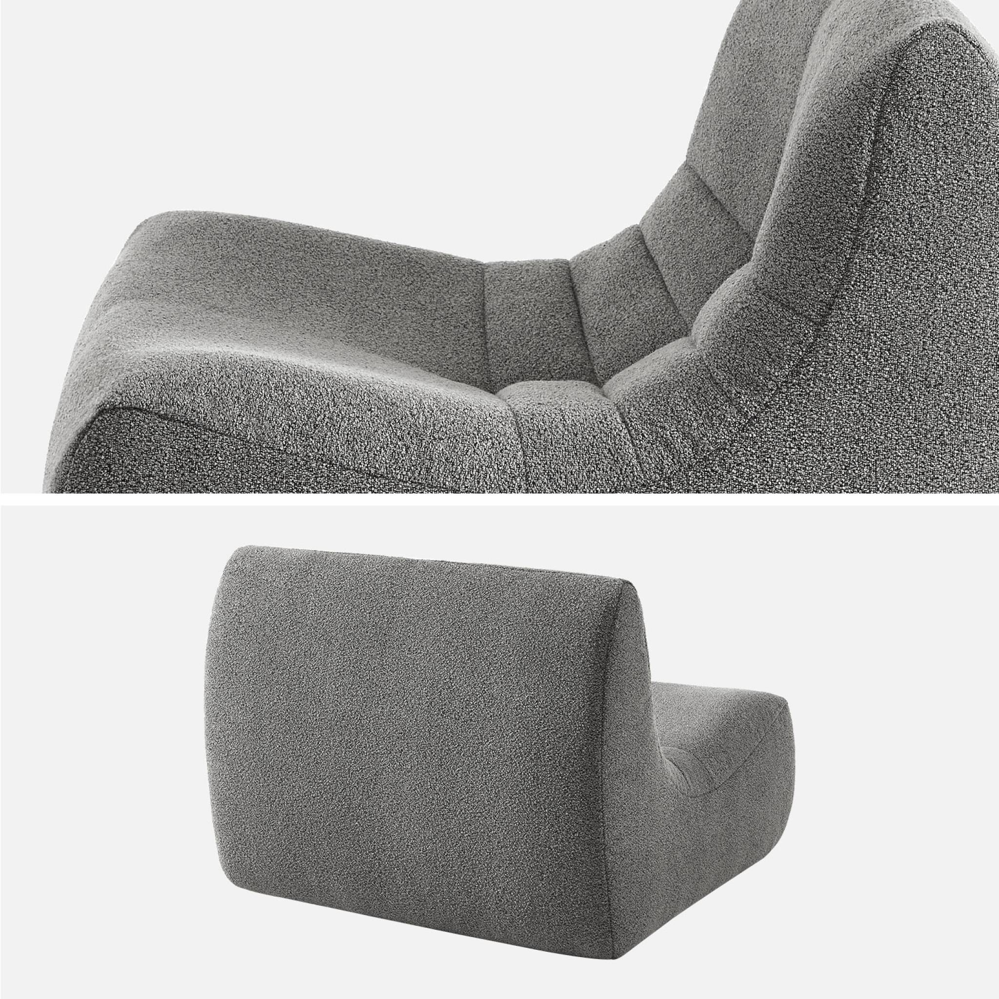 Poltrona senza braccioli bouclé,1 posto, grigio