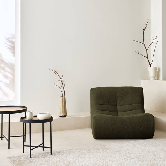 Poltrona senza braccioli bouclé,1 posto, kaki