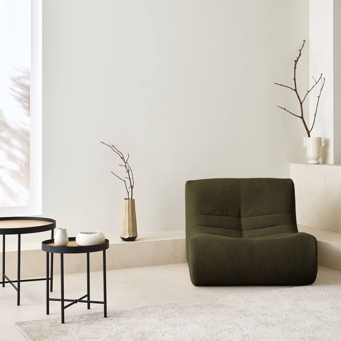 Poltrona senza braccioli bouclé,1 posto, kaki