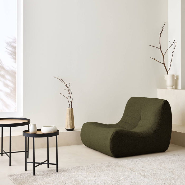 Poltrona senza braccioli bouclé,1 posto, kaki