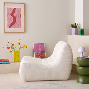 Poltrona senza braccioli bouclé,1 posto, bianco