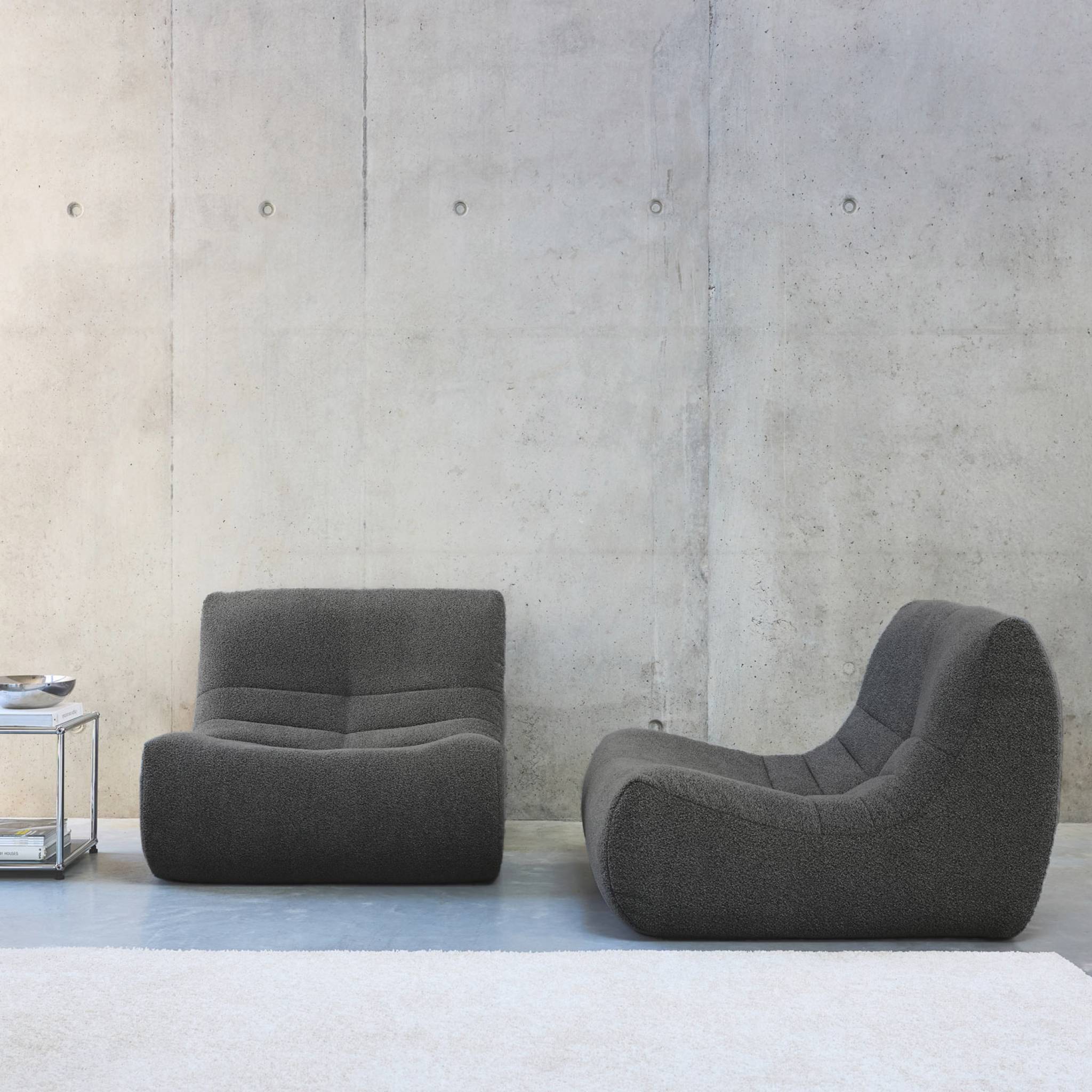 Set di 2 poltrone modulari 1 posto bouclé testurizzata