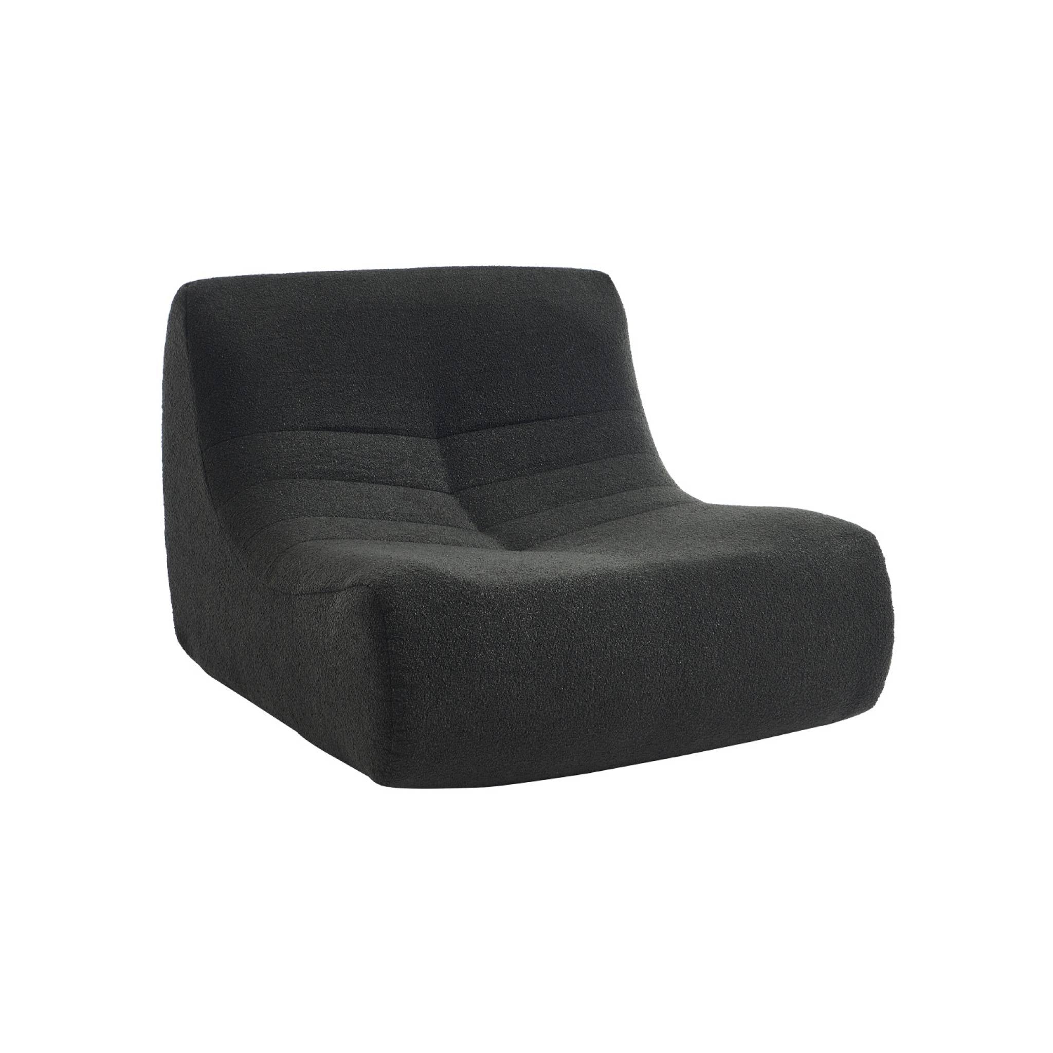 Set di 2 poltrone modulari 1 posto bouclé testurizzata, nero