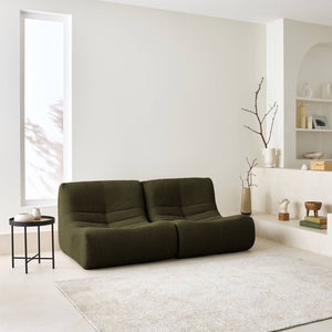 Divano modulare bouclé, 2 posti, kaki