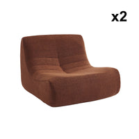 Set di 2 poltrone modulari 1 posto bouclé testurizzata, terracotta