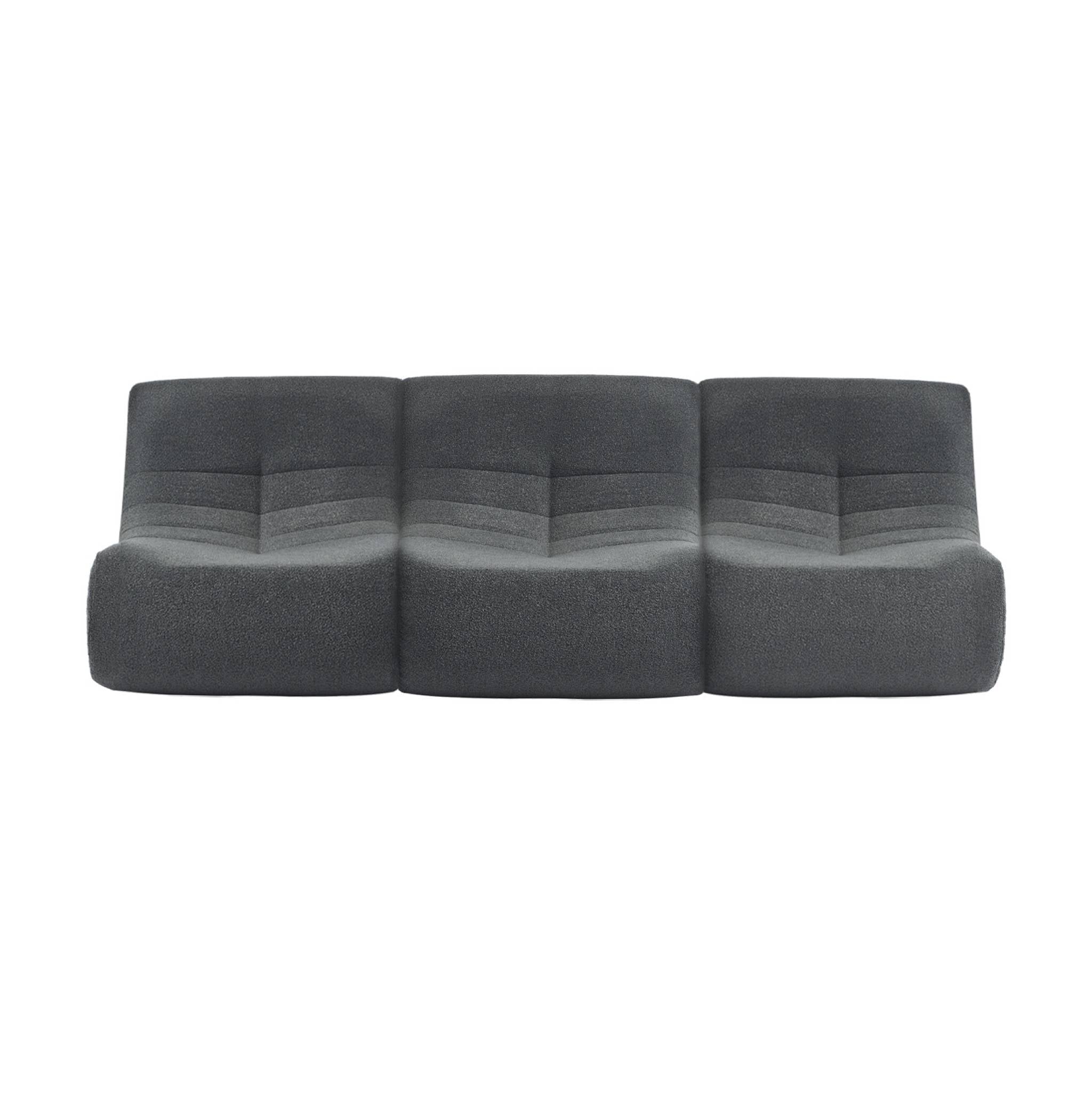 Set di 3 poltrone modulari 1 posto bouclé tessuto strutturato,