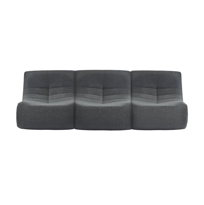 Set di 3 poltrone modulari 1 posto bouclé tessuto strutturato,