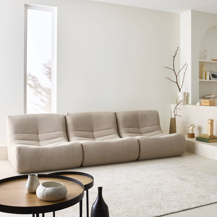 Divano modulare bouclé, 3 posti, beige
