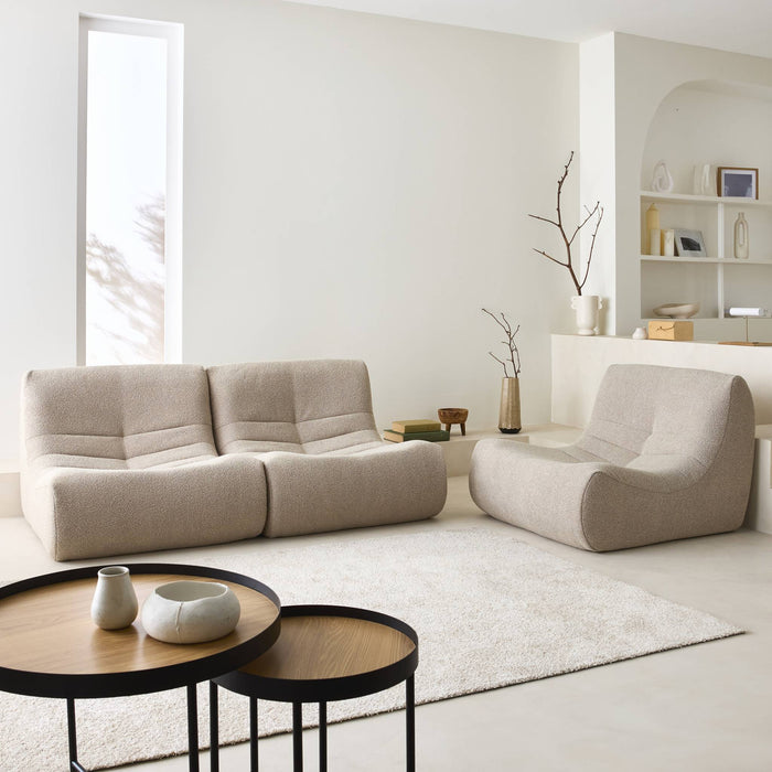 Divano modulare bouclé, 3 posti, beige
