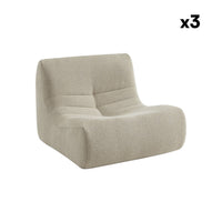 Divano modulare bouclé, 3 posti, beige
