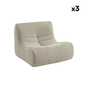 Divano modulare bouclé, 3 posti, beige
