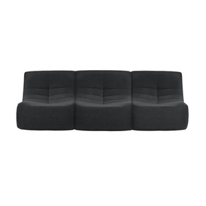 Set di 3 poltrone modulari 1 posto bouclé tessuto strutturato, nero