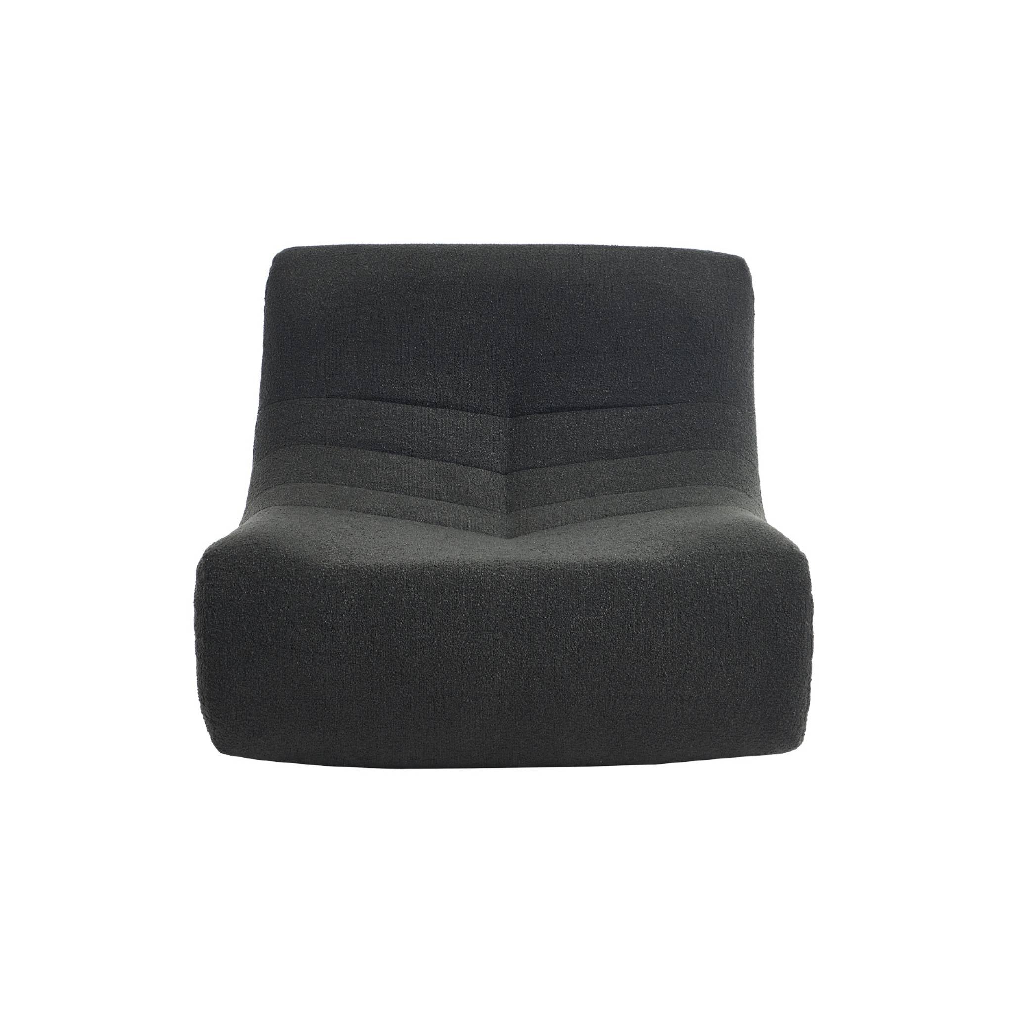 Set di 3 poltrone modulari 1 posto bouclé tessuto strutturato, nero