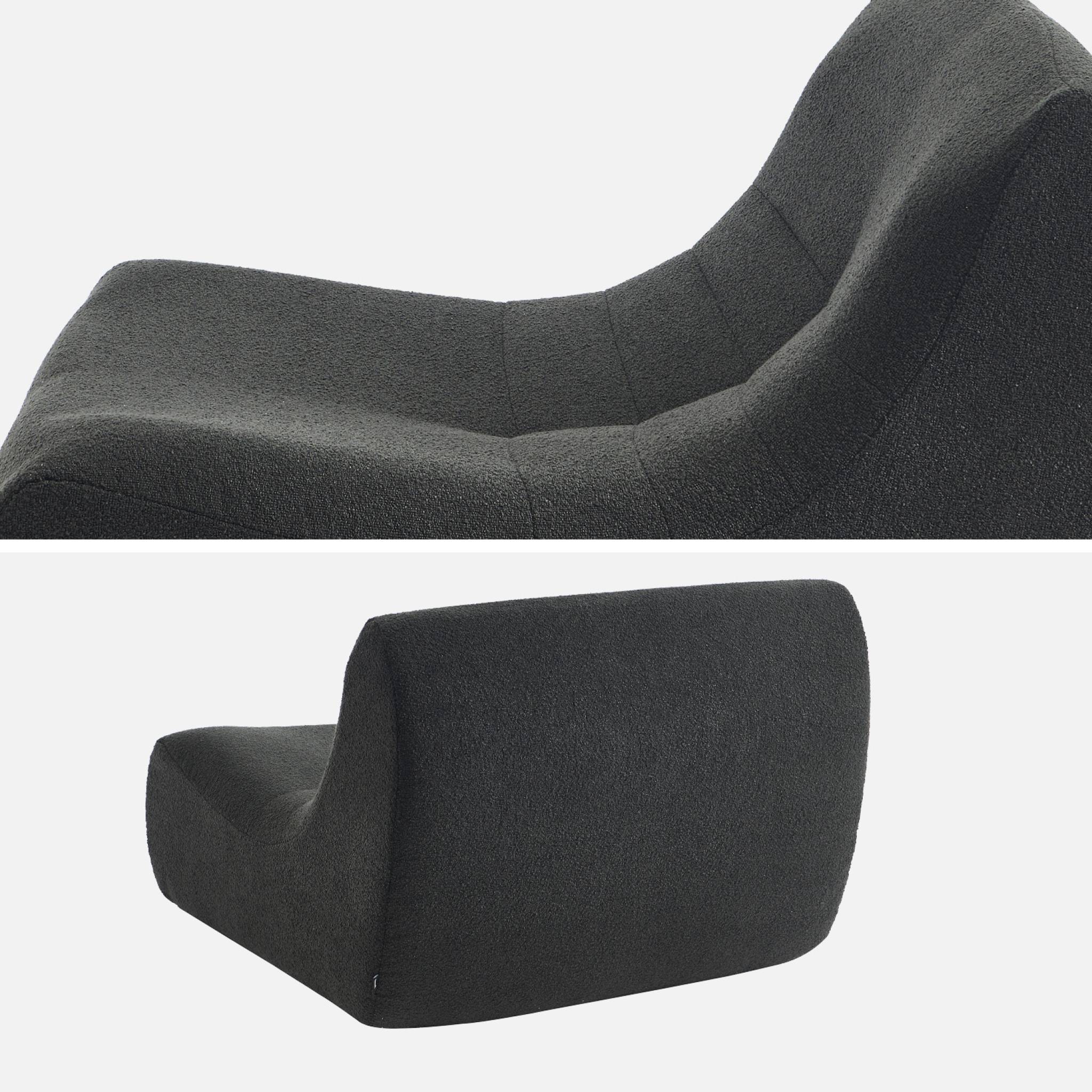 Set di 3 poltrone modulari 1 posto bouclé tessuto strutturato, nero