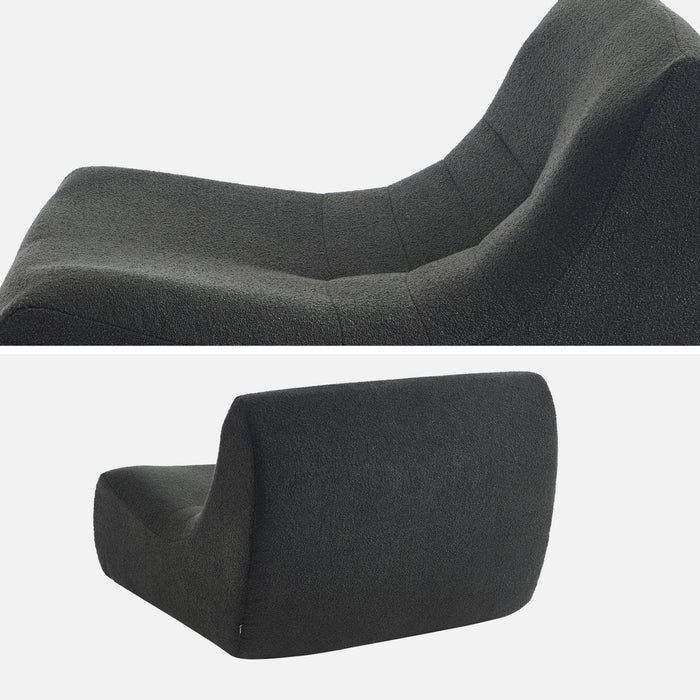 Set di 3 poltrone modulari 1 posto bouclé tessuto strutturato, nero