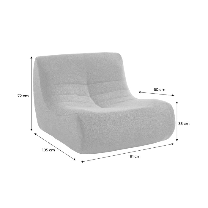 Set di 3 poltrone modulari 1 posto bouclé tessuto strutturato, nero