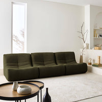 Divano modulare bouclé, 3 posti, kaki