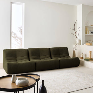 Divano modulare bouclé, 3 posti, kaki