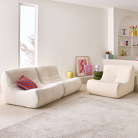 Divano modulare bouclé, 3 posti, bianco