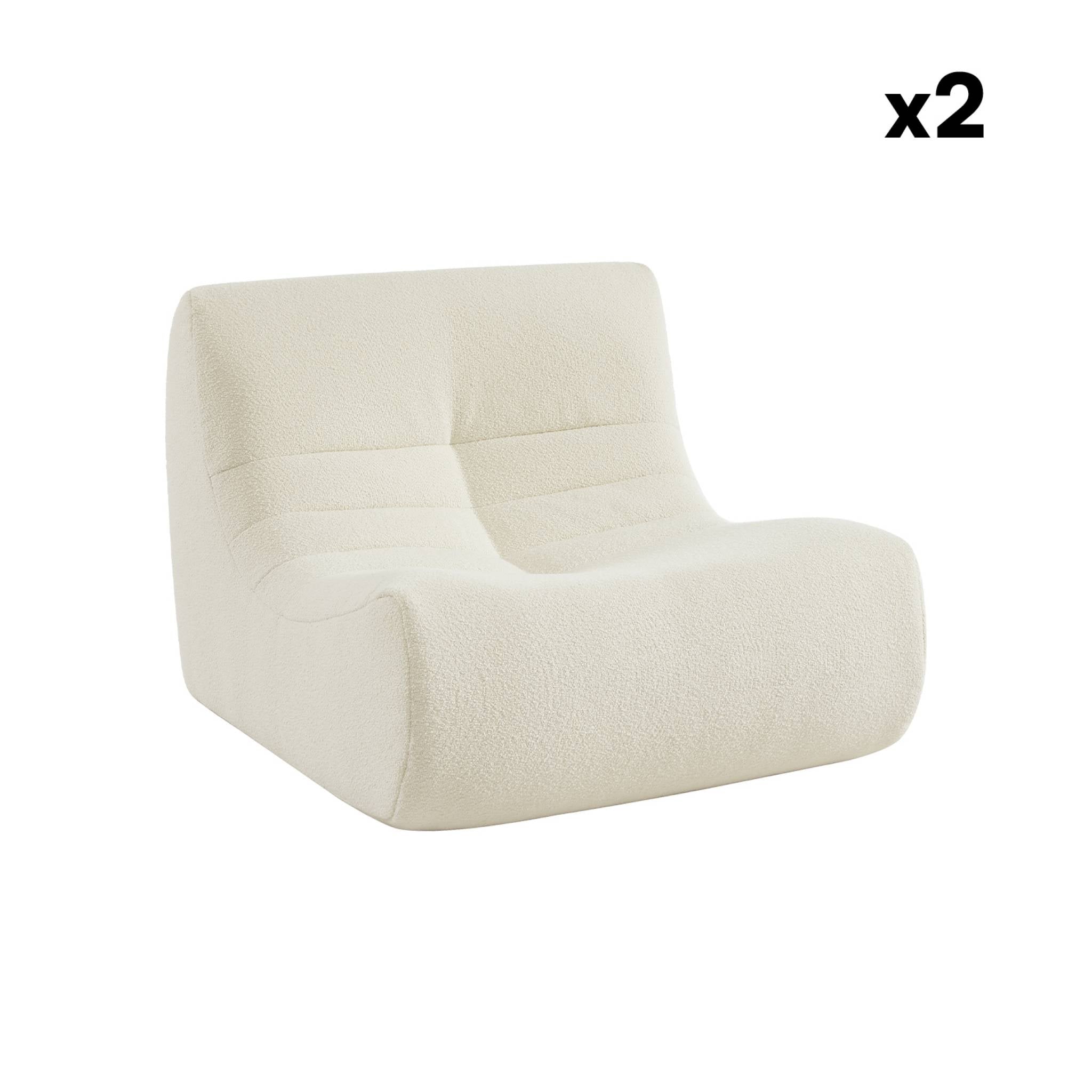 Divano modulare bouclé, 3 posti, bianco