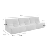 Divano modulare bouclé, 3 posti, bianco